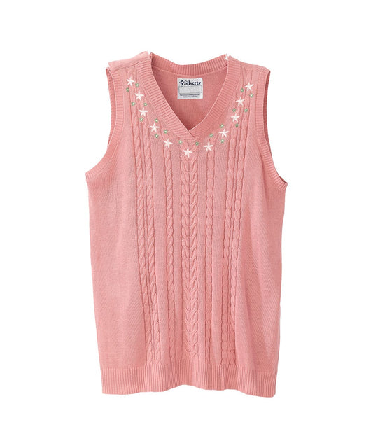Women's Open Back Embroidered Sweater Vest