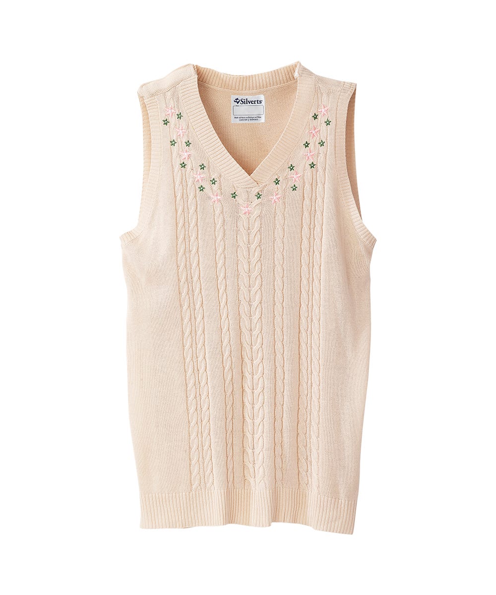 Women's Open Back Embroidered Sweater Vest