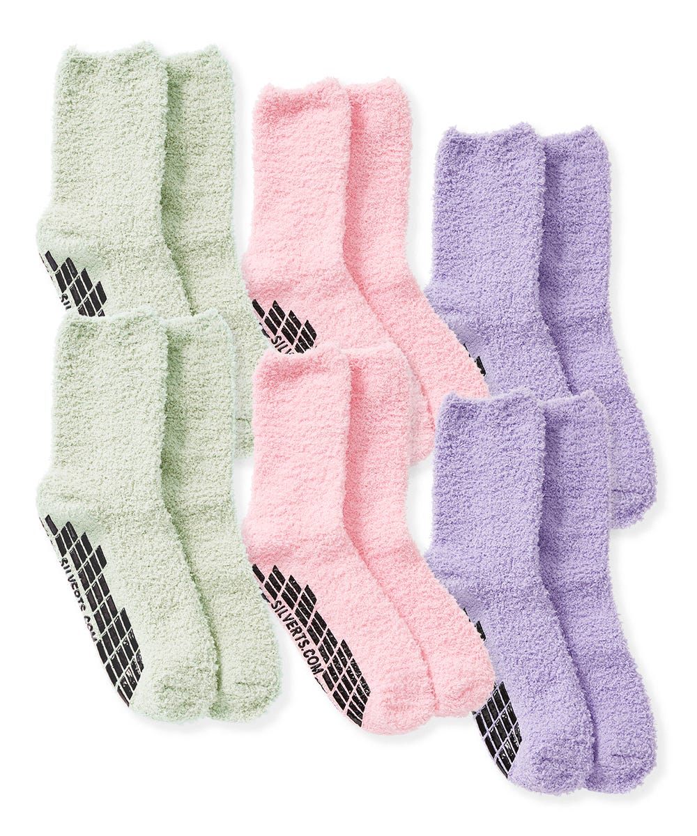 Mens / Womens Non Skid Hospital Socks - 6 Pack Slipper Socks