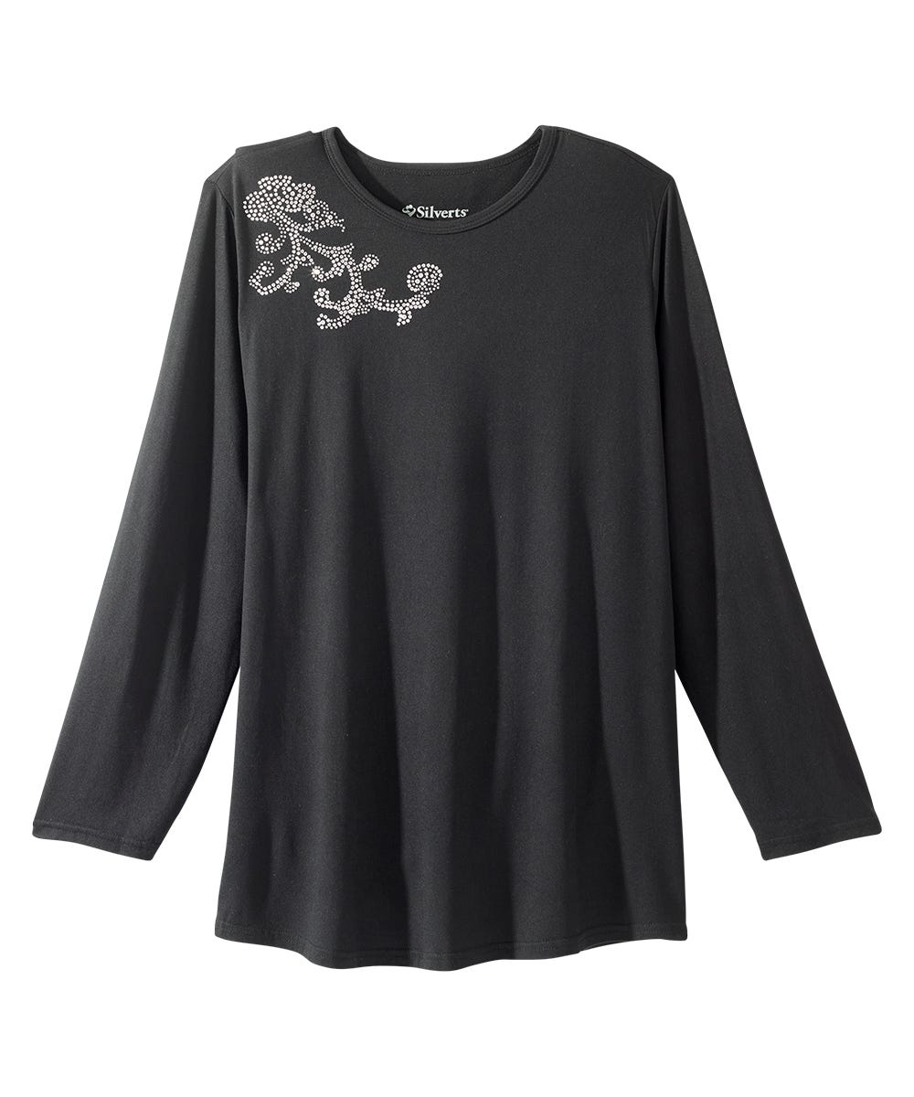 Women's Open Back Embellished Long Sleeve Top
