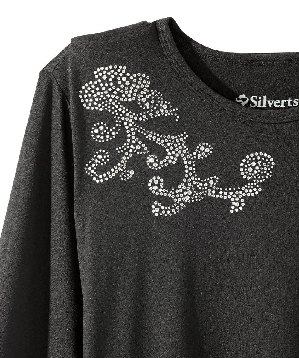 Women's Open Back Embellished Long Sleeve Top