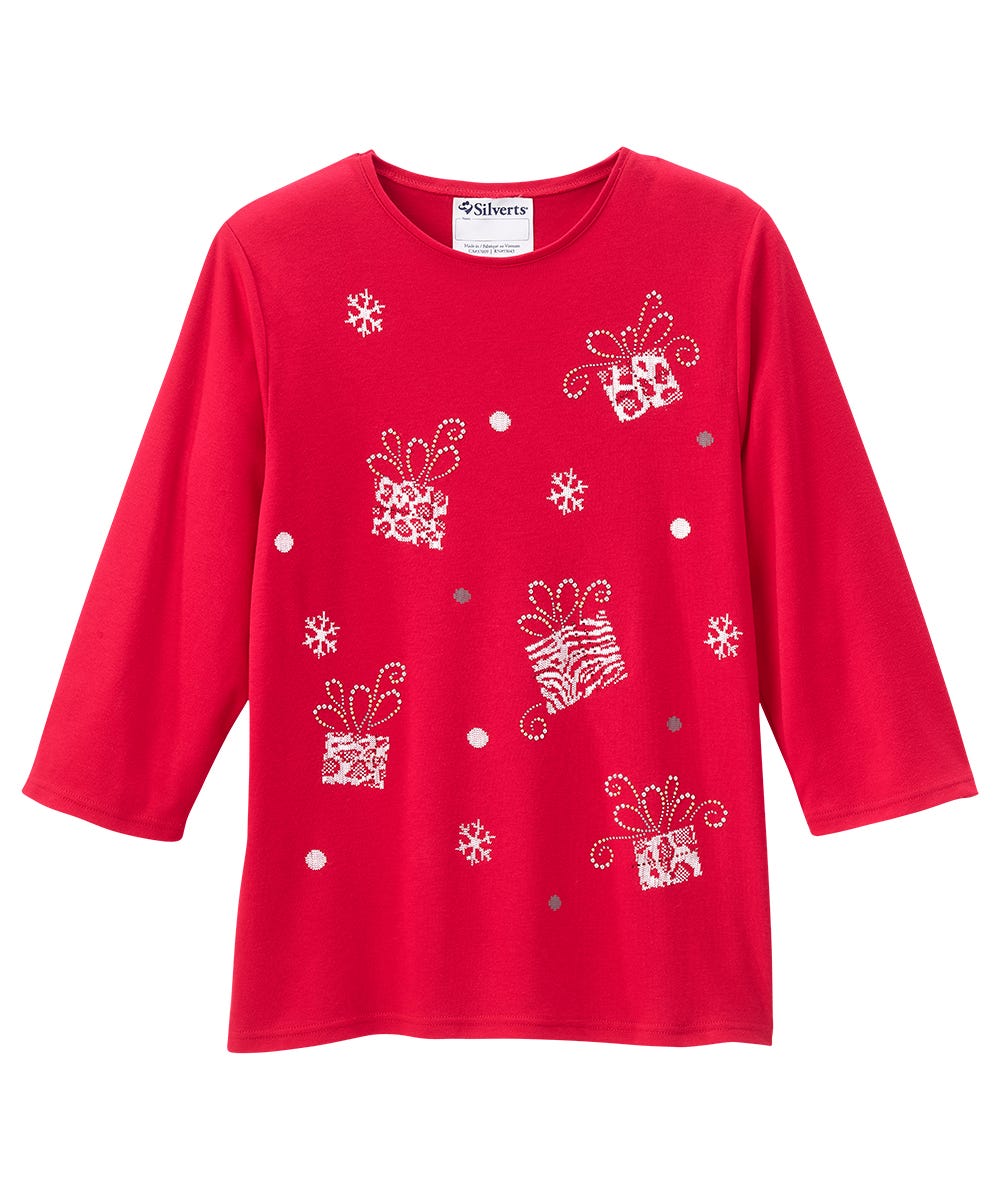 Women's Open Back Seasonal Print Top - Clearance