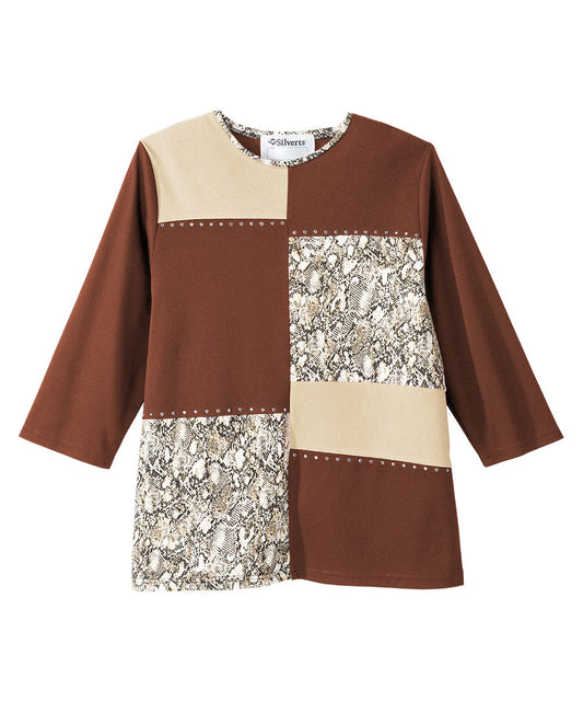 Women's Open Back Patchwork Top