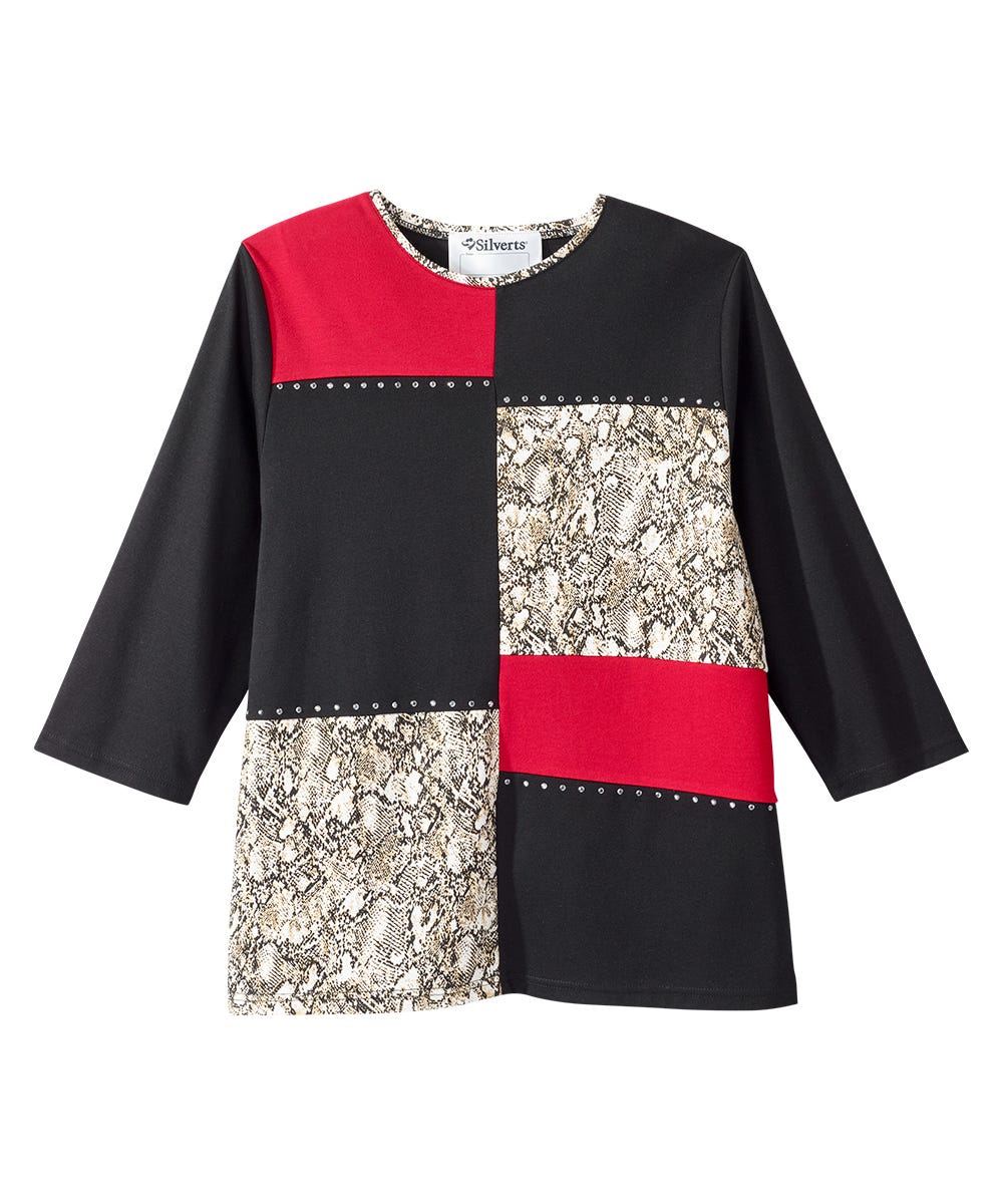 Women's Open Back Patchwork Top