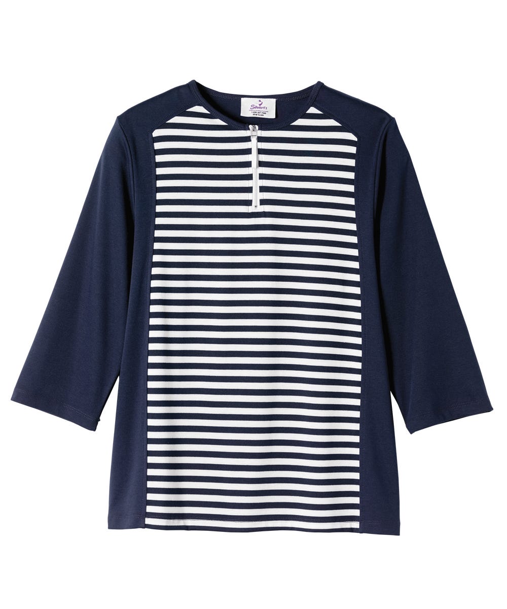 Womens Adaptive Open Back Top with Zippered-Neck