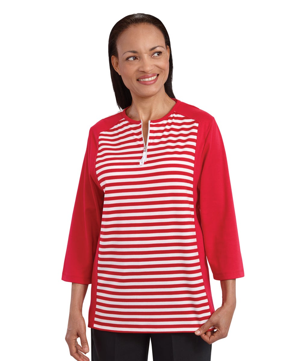 Womens Adaptive Open Back Top with Zippered-Neck