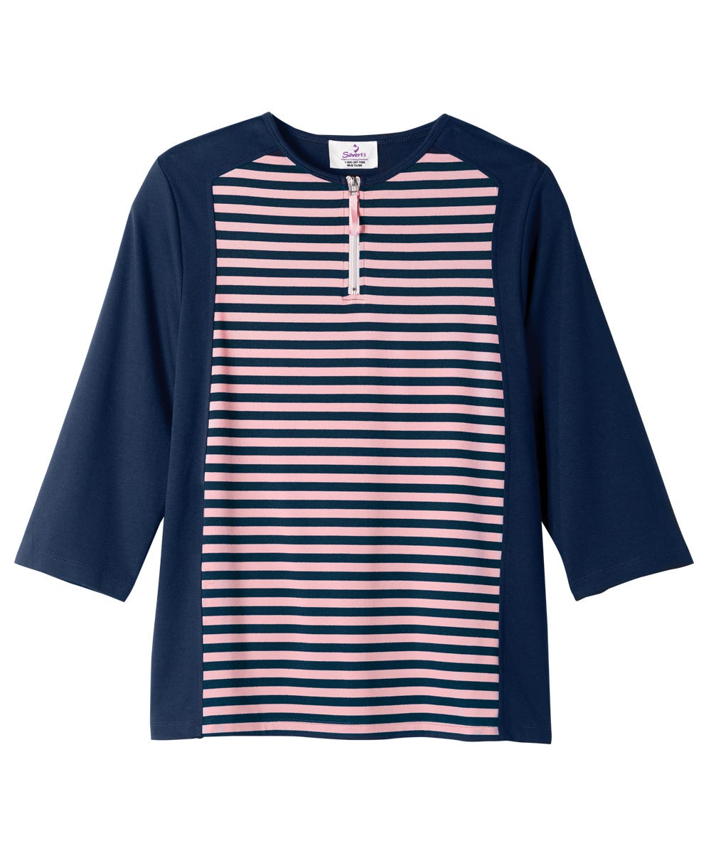 Womens Adaptive Open Back Top with Zippered-Neck