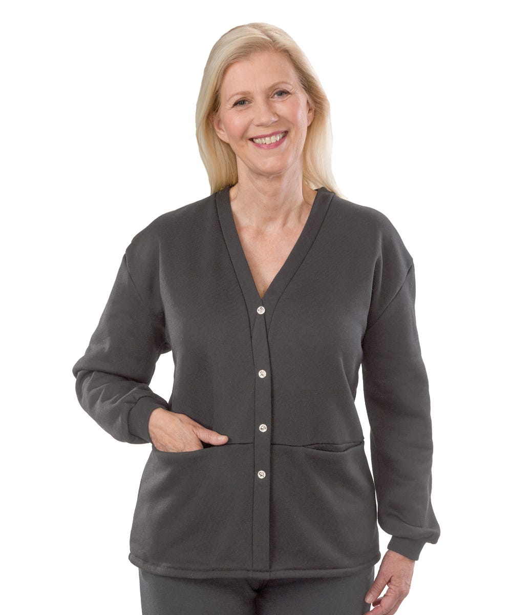 Adaptive Fleece Cardigan for Women - Clearance