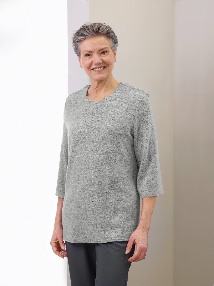 Women's Open Back 3/4 Sleeve Soft Knit Top