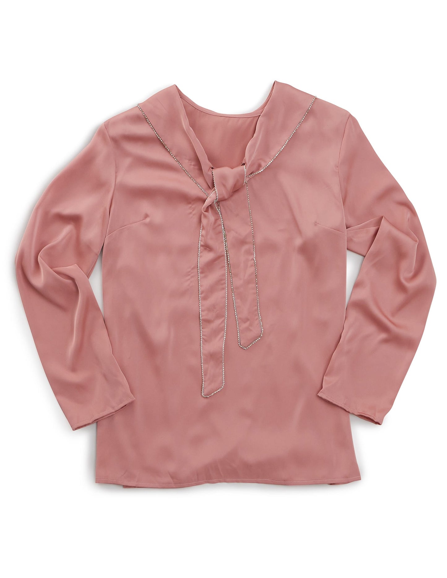 Women's Open Back Tie Front Scarf Blouse