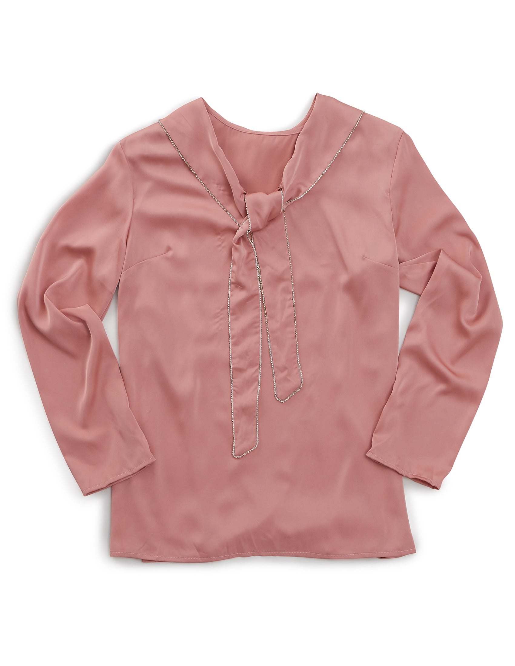 Women's Open Back Tie Front Scarf Blouse