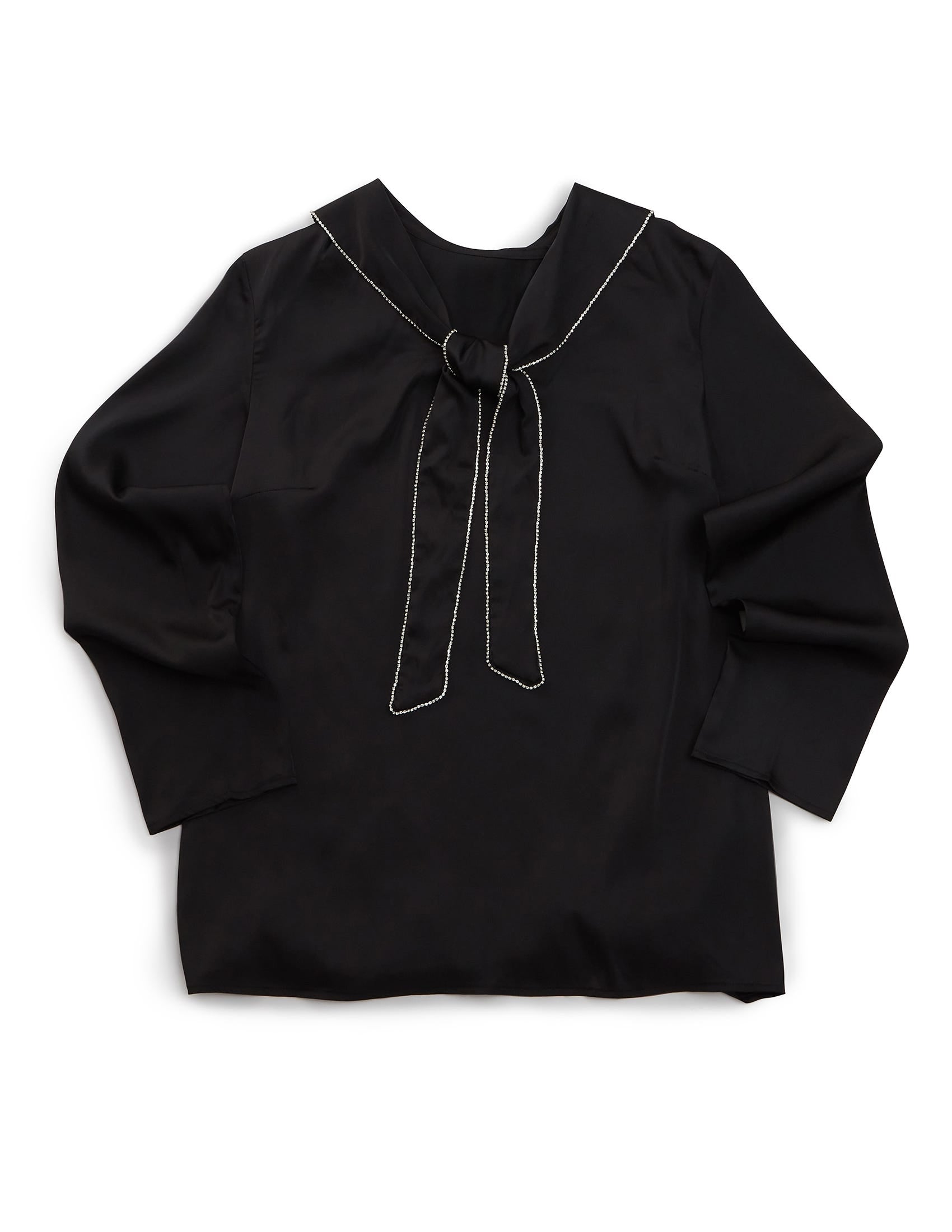 Women's Open Back Tie Front Scarf Blouse