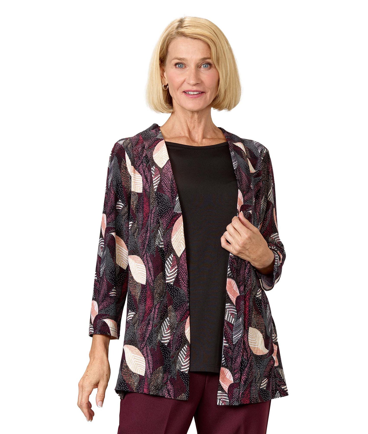 Women's Open Back 3/4 Sleeve Twofer Top