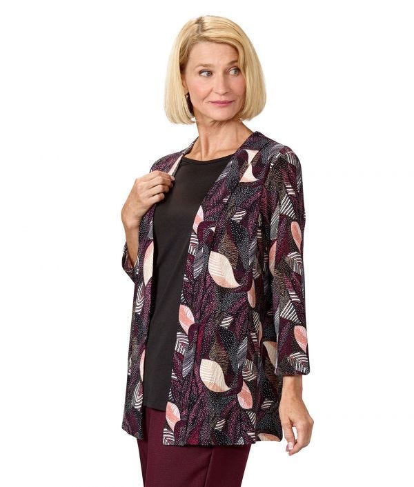 Women's Open Back 3/4 Sleeve Twofer Top