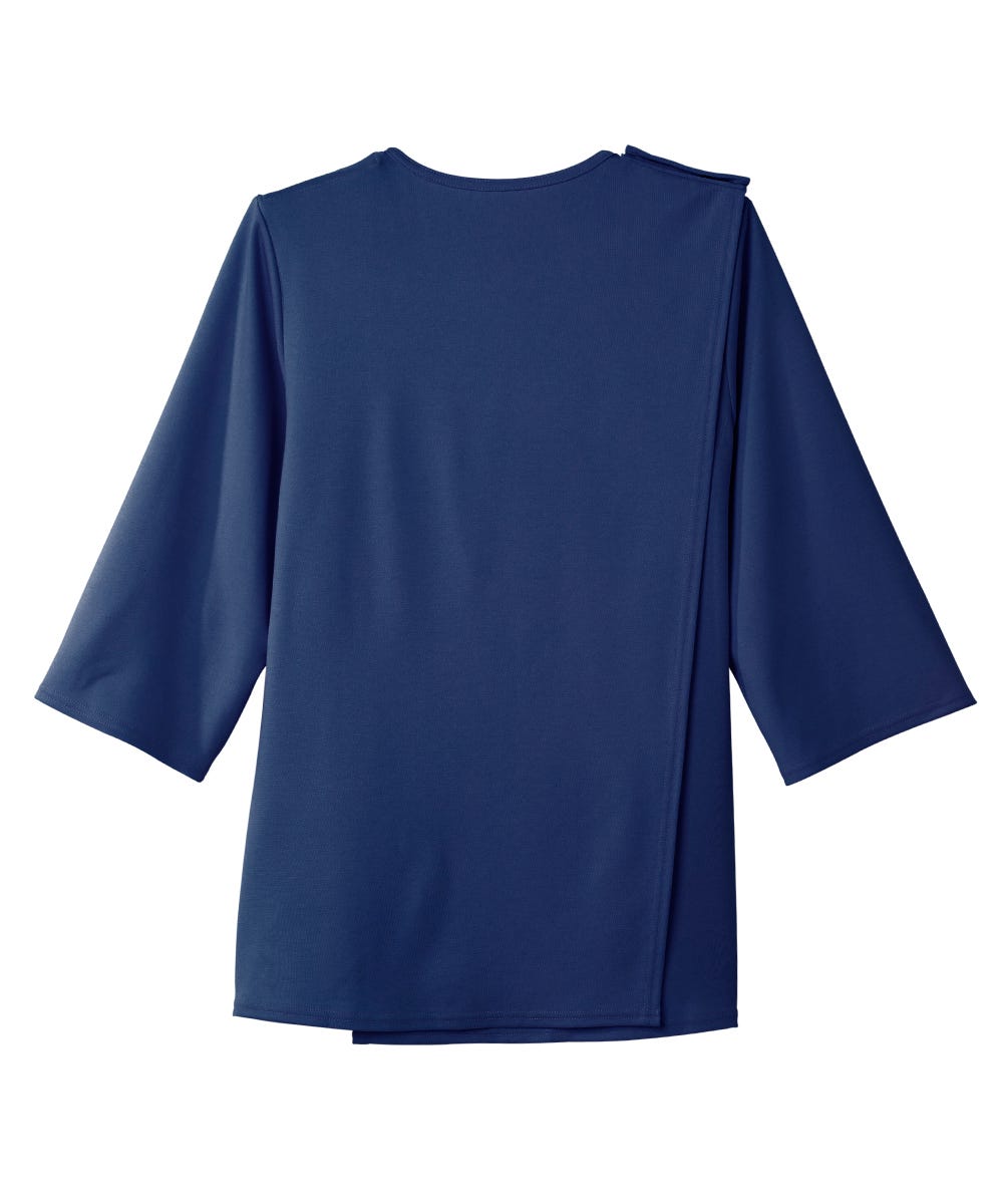 Women's Open Back 3/4 Length Sleeve Top with Embroidery - Silverts 61