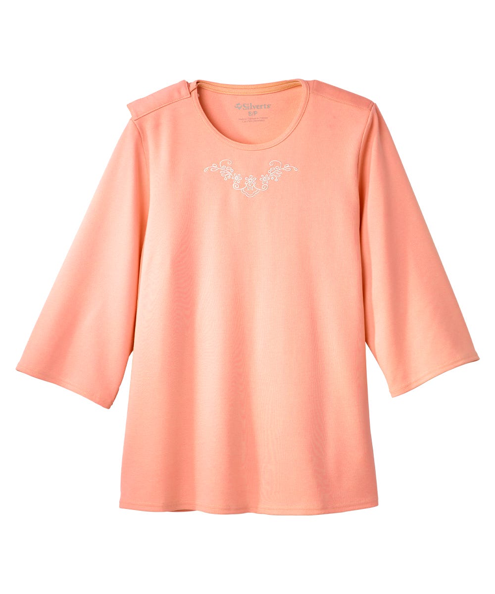 Women's Embroidered Adaptive 3/4 Sleeve Top - Clearance