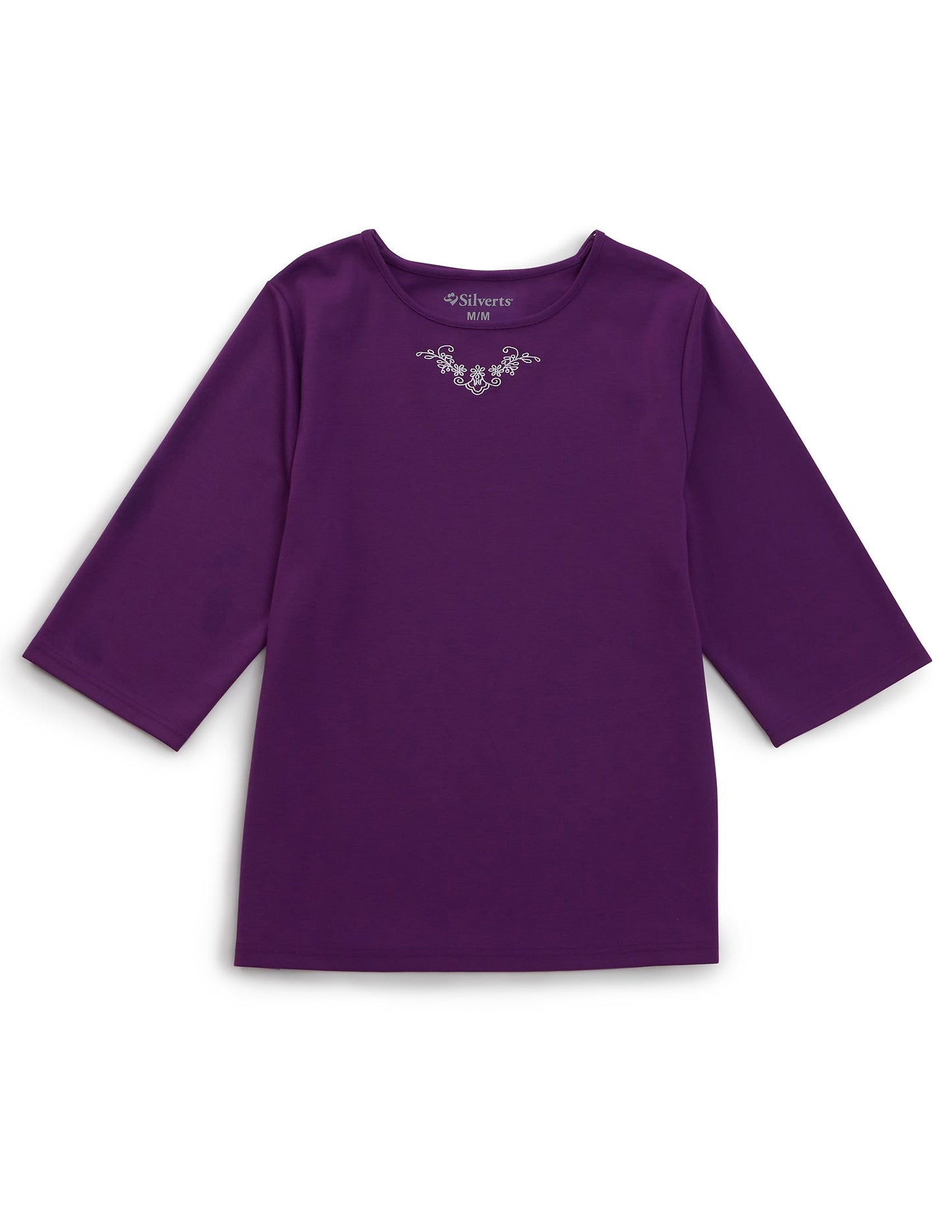 Women's Embroidered Adaptive 3/4 Sleeve Top - Clearance