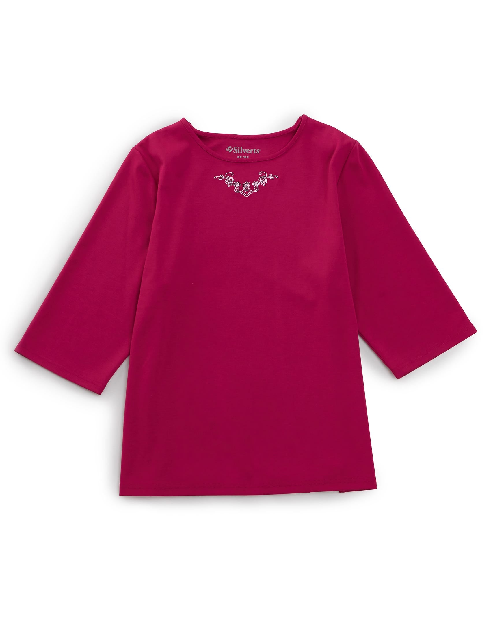 Women's Embroidered Adaptive 3/4 Sleeve Top - Clearance