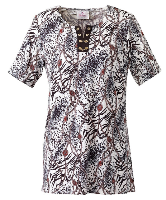 Women's Open Back Patterned Top