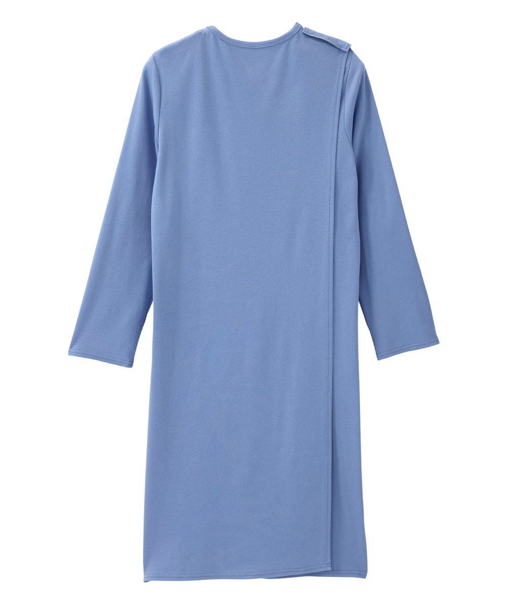 long sleeve nurse dress TaskEZ Solid Color V-Neck Long Sleeve Nurse Dress With Pocket