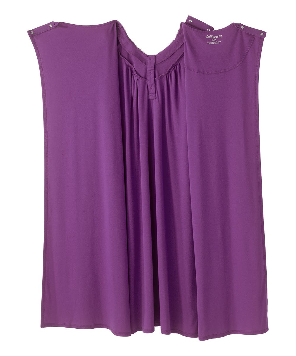 Women's No Peek Hospital & Home Care Gown with Lace Neckline