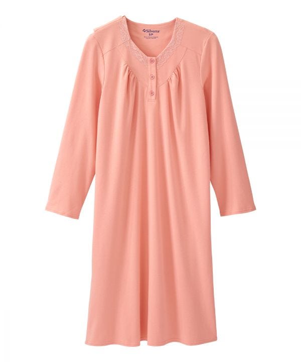 Women's No Peek Hospital & Home Care Gown with Lace Neckline