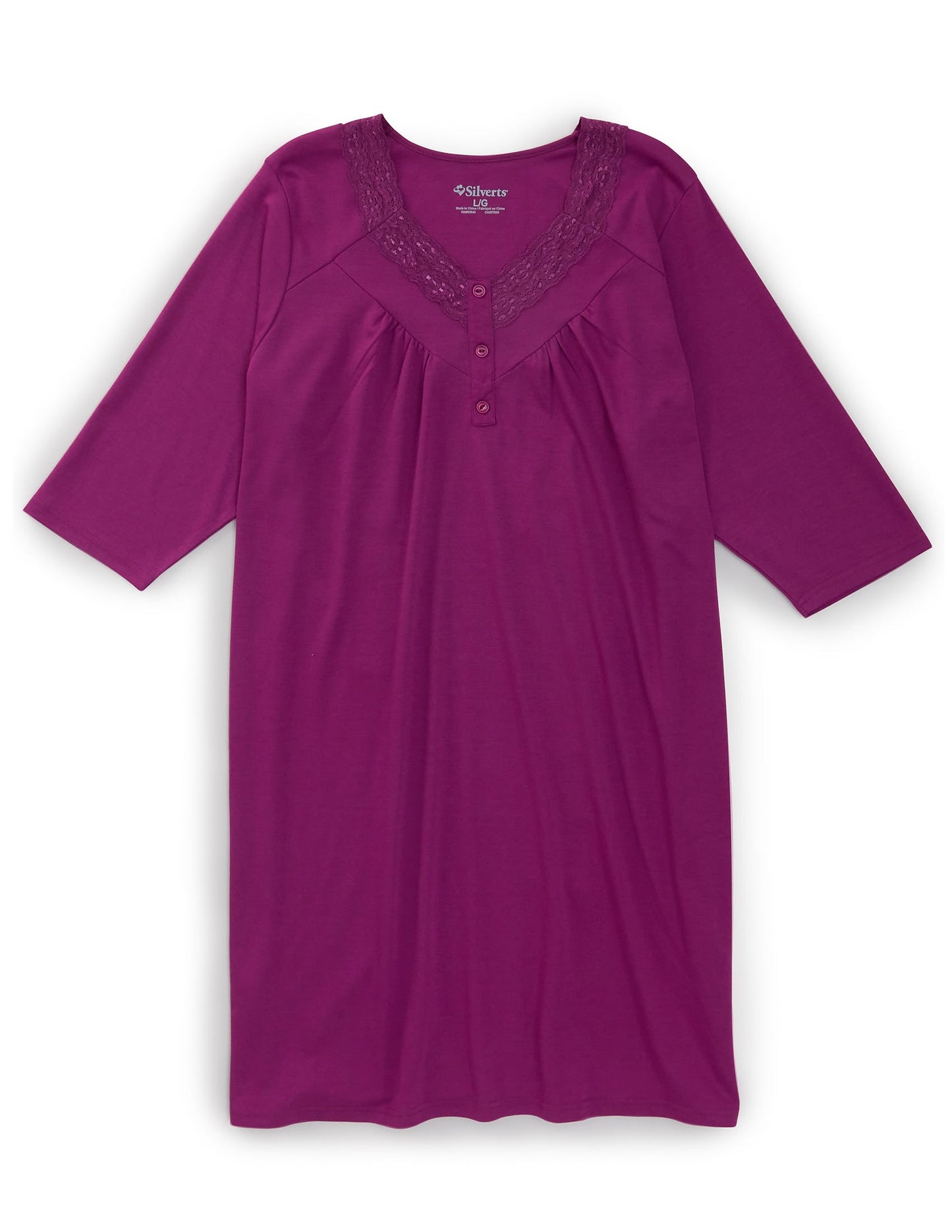 Women's No Peek Hospital & Home Care Gown with Lace Neckline