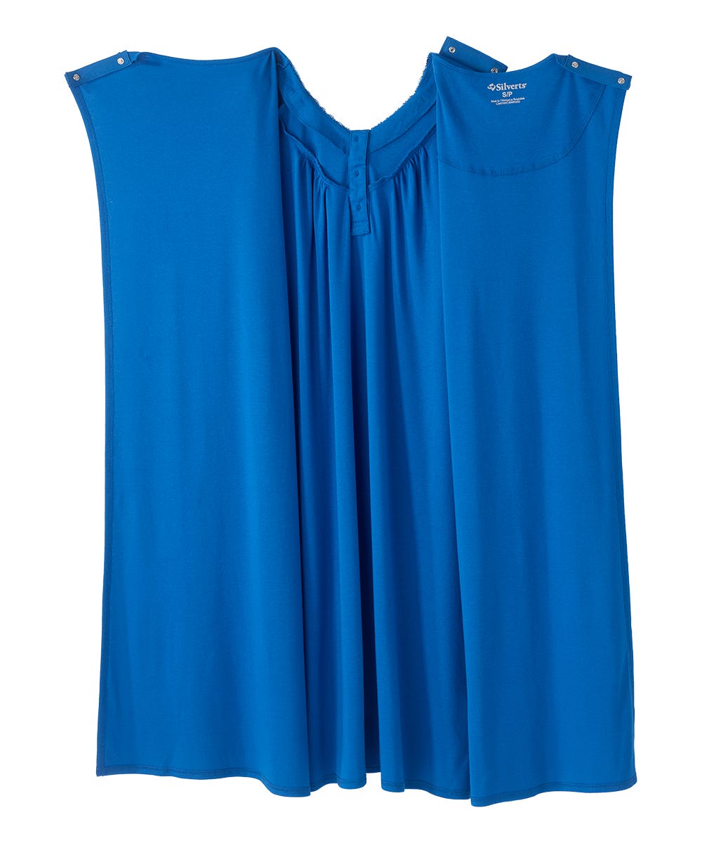 Women's No Peek Hospital & Home Care Gown with Lace Neckline