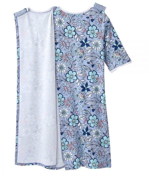 Open Back Knit Nightgown with Lace Trim