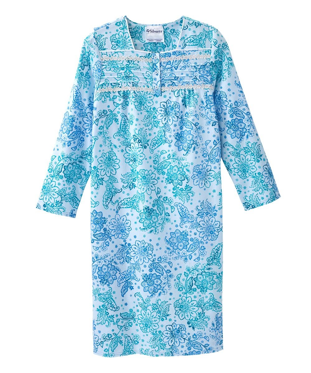 Women's No Peek Open Back Flannel Nightgown - Silverts 30