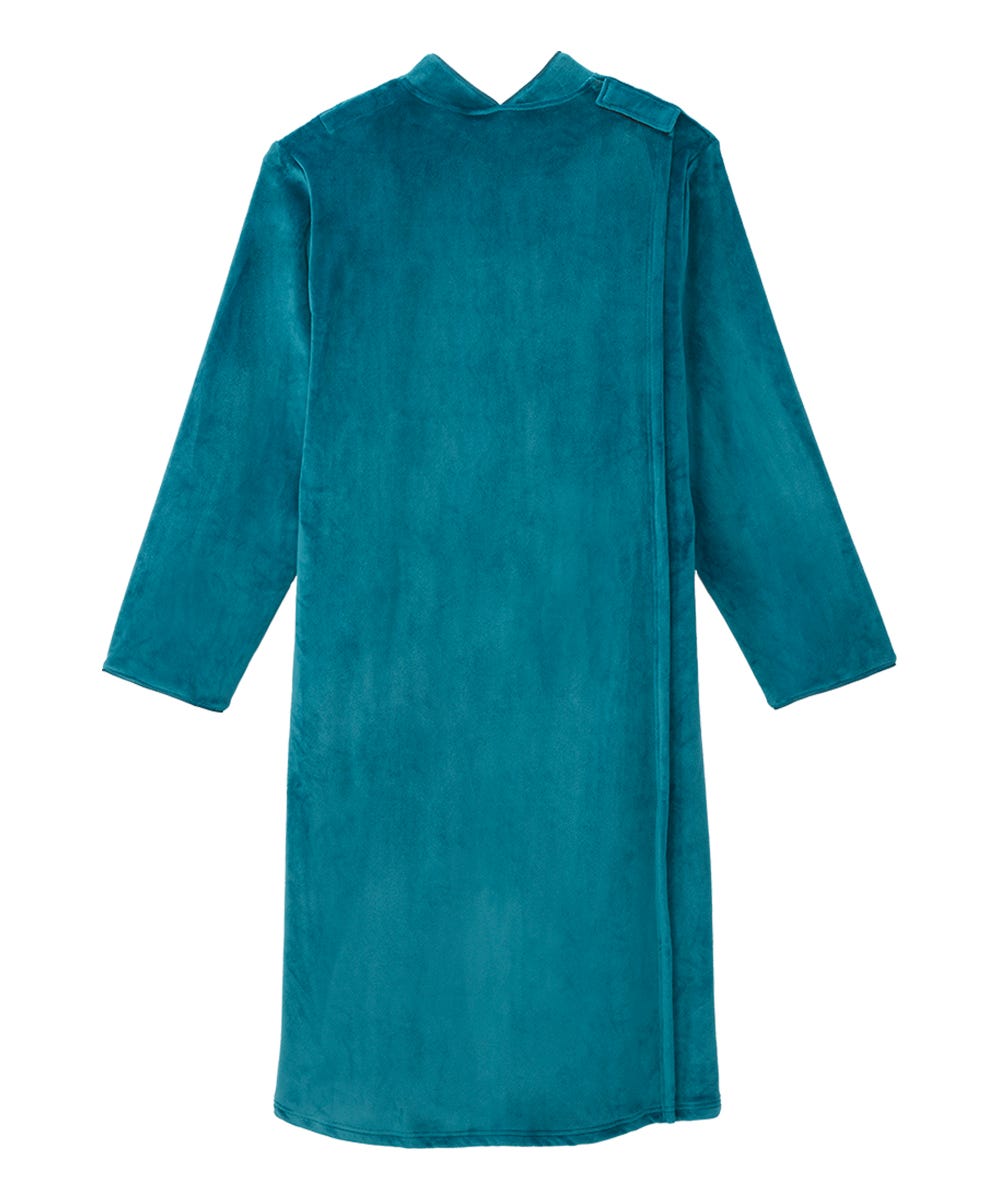 Women's Open Back Plush Nightgown with Zip Front