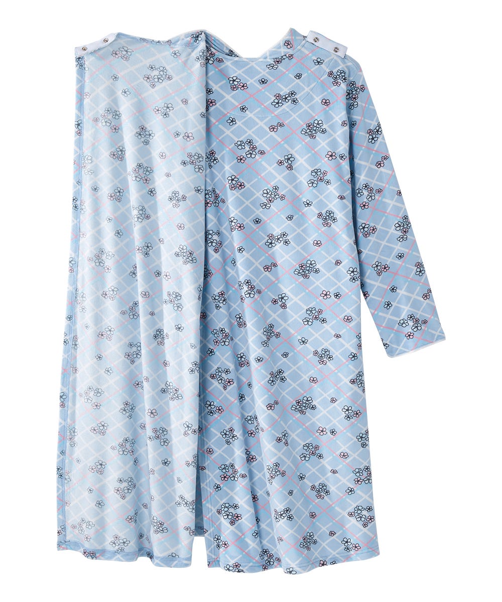 Women's Open Back Plush Nightgown with Zip Front