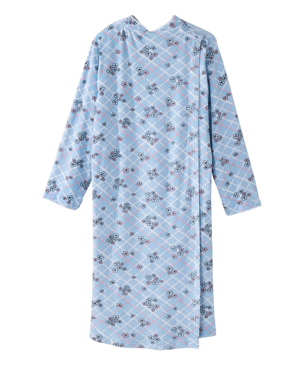 Women's Open Back Plush Nightgown with Zip Front