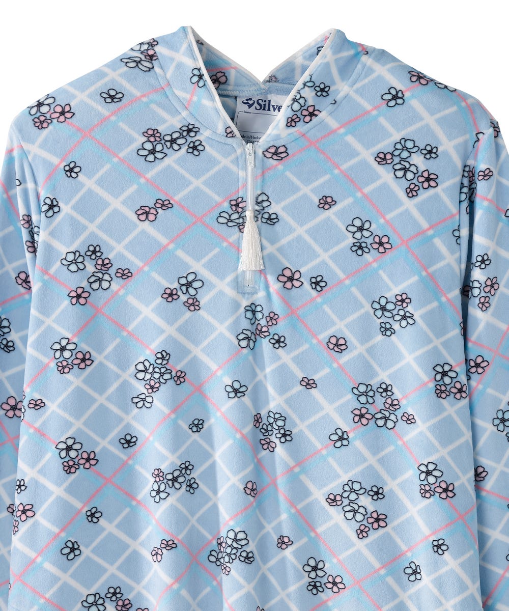 Women's Open Back Plush Nightgown with Zip Front