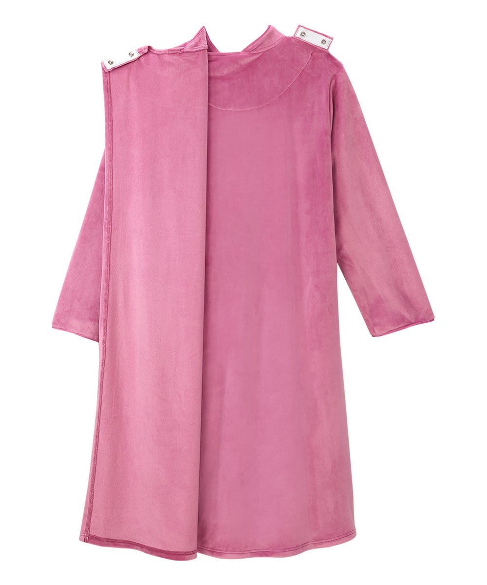 Women's Open Back Plush Nightgown with Zip Front
