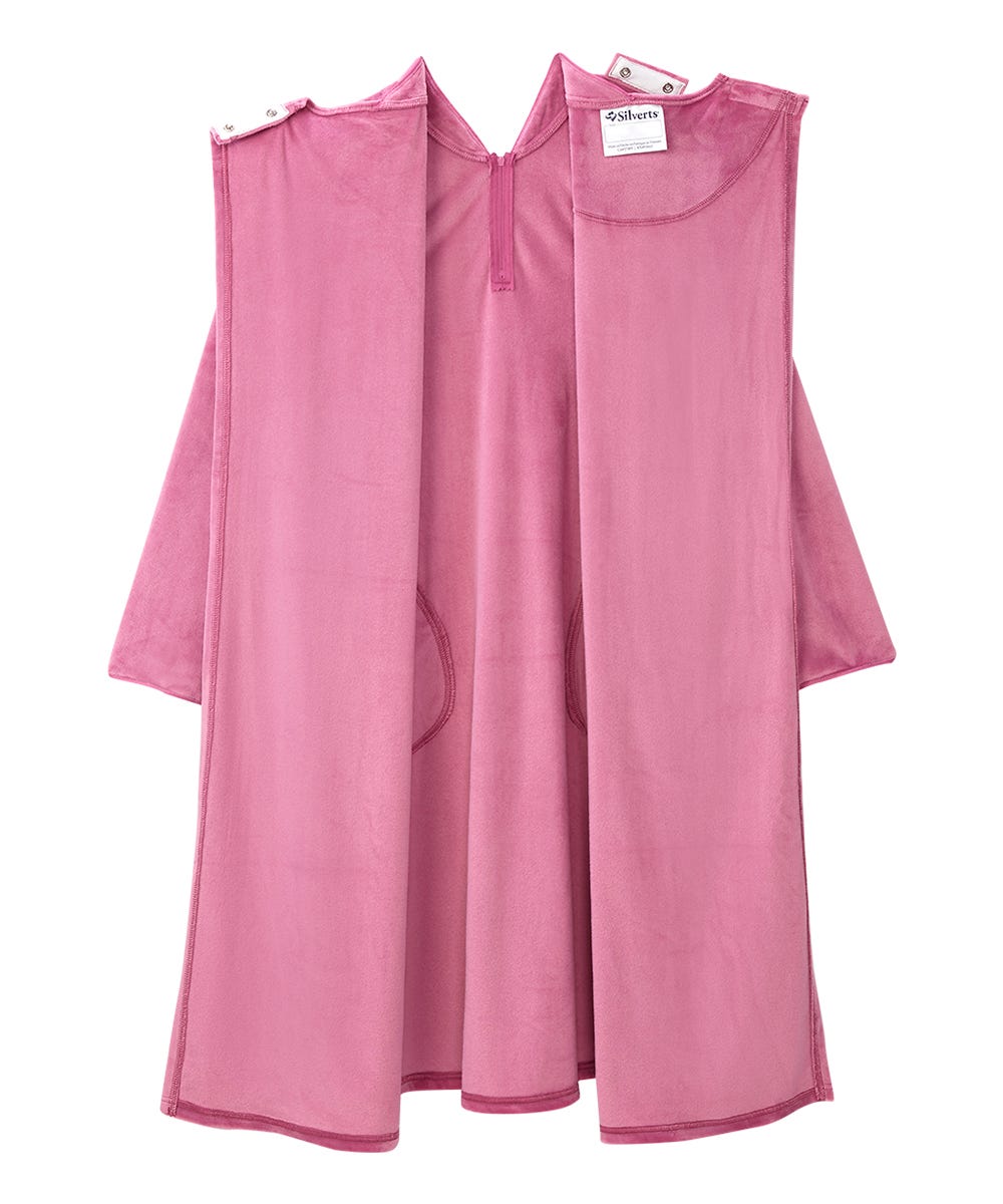 Women's Open Back Plush Nightgown with Zip Front