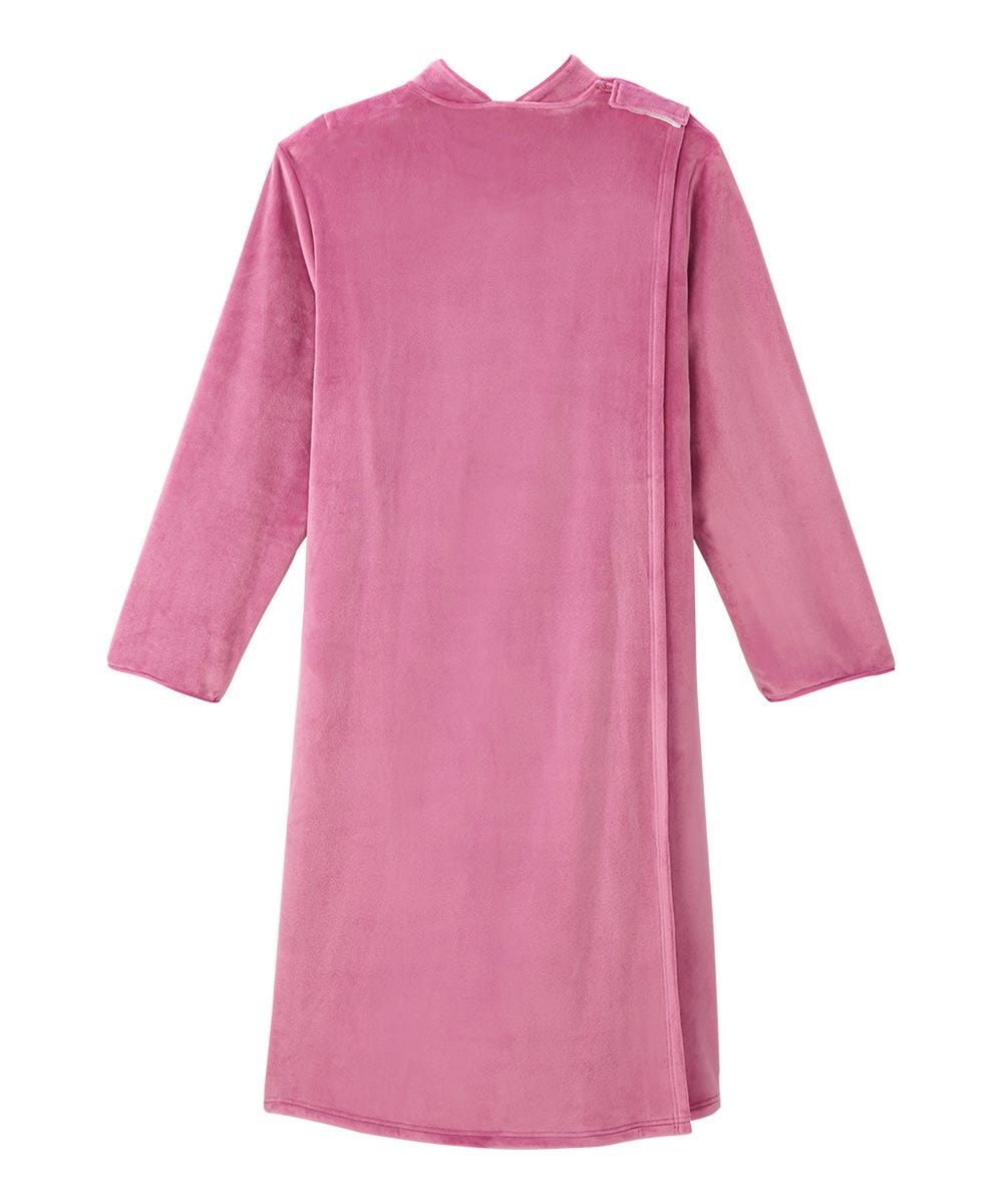 Women's Open Back Plush Nightgown with Zip Front