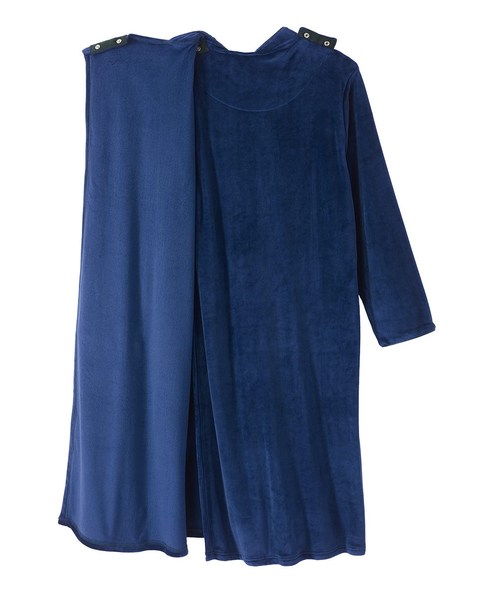 Women's Open Back Plush Nightgown with Zip Front