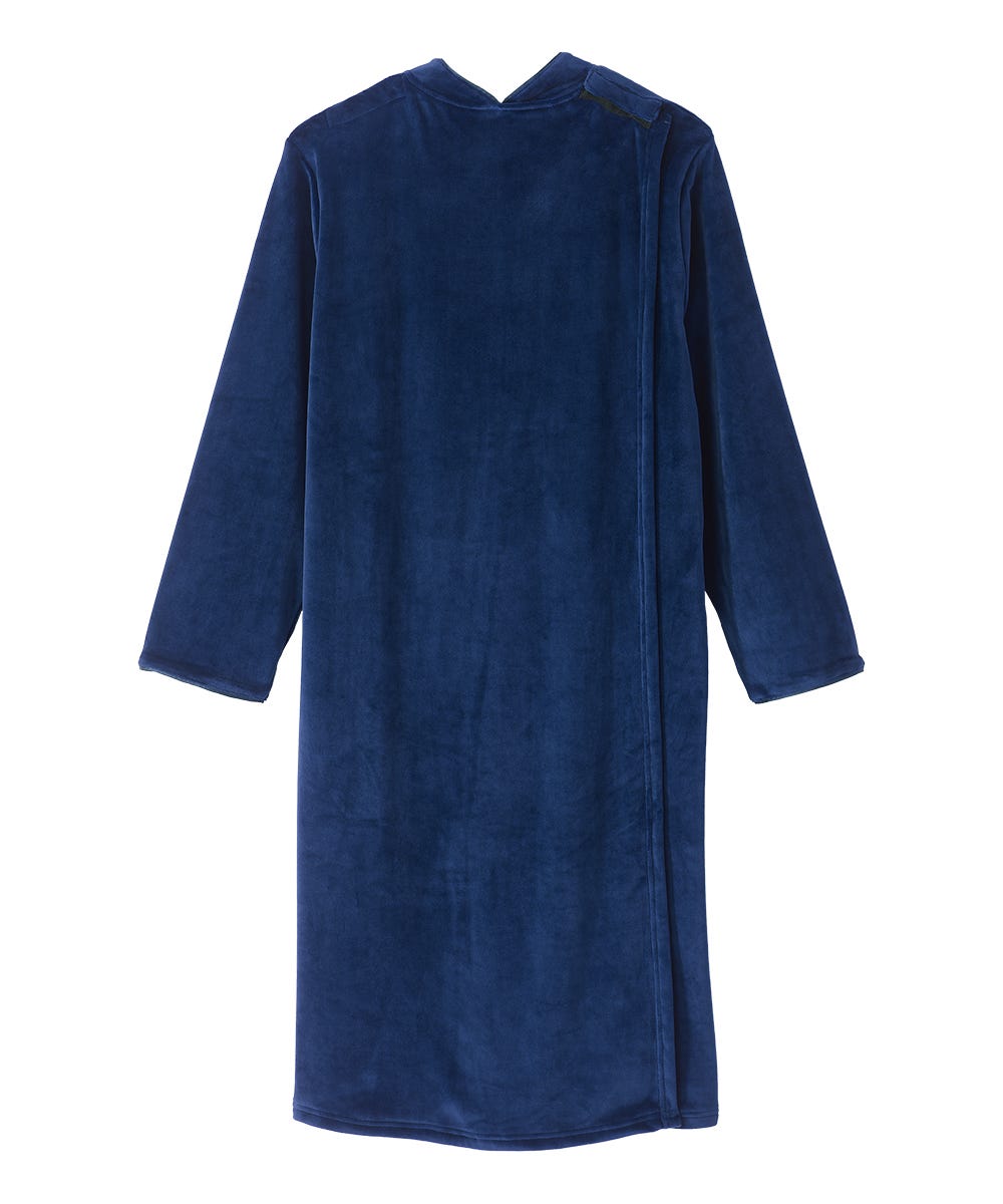 Women's Open Back Plush Nightgown with Zip Front