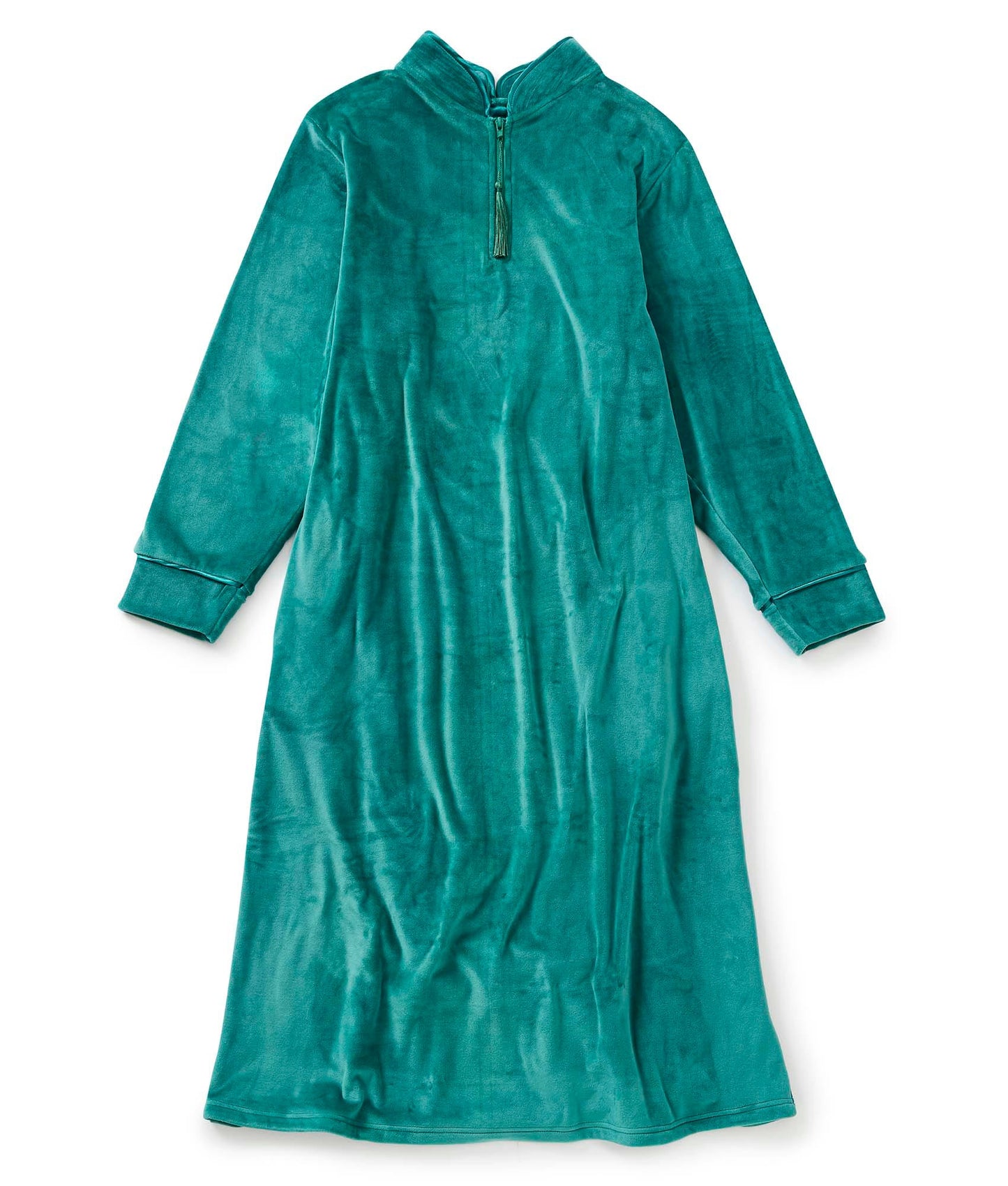 Women's Open Back Plush Nightgown with Zip Front
