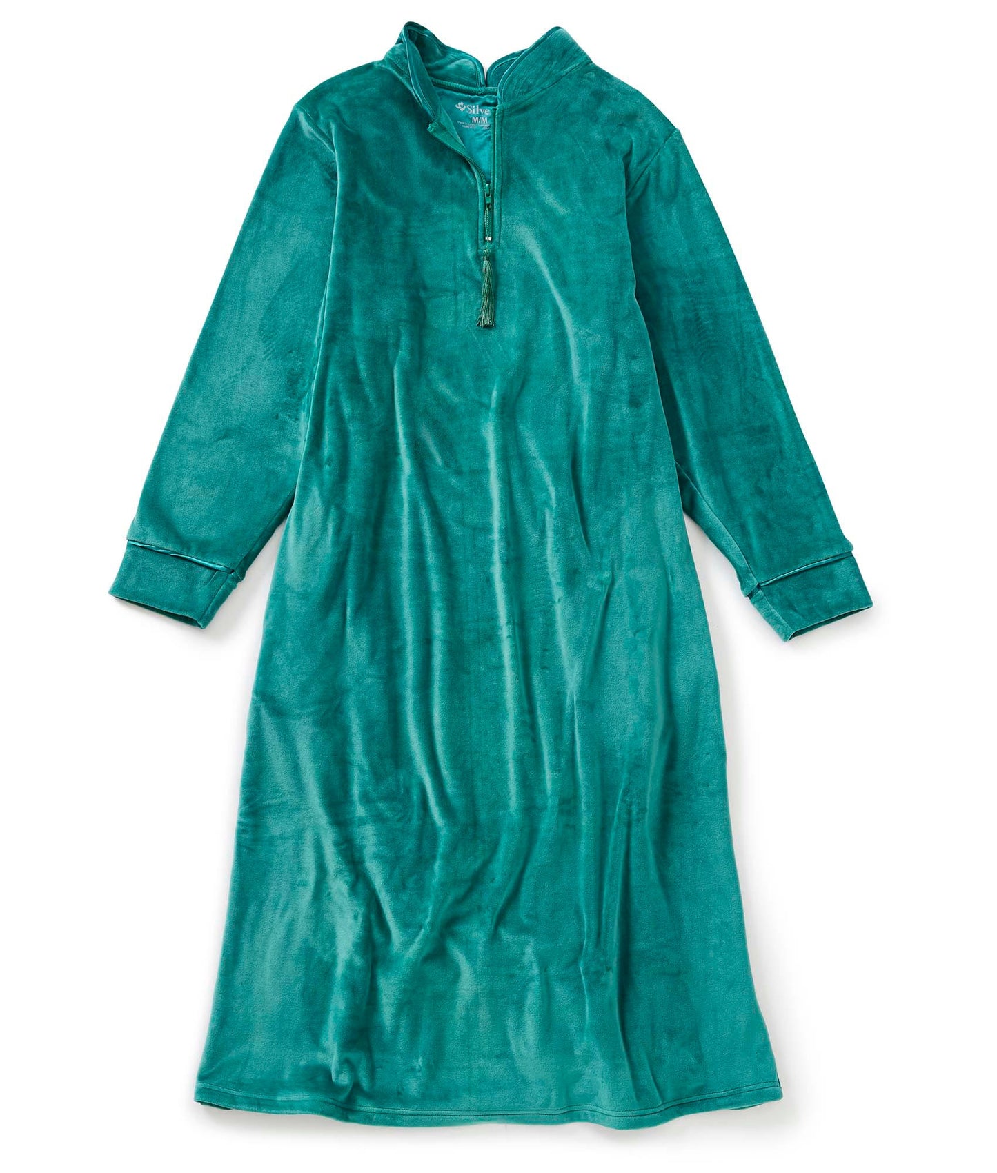 Women's Open Back Plush Nightgown with Zip Front