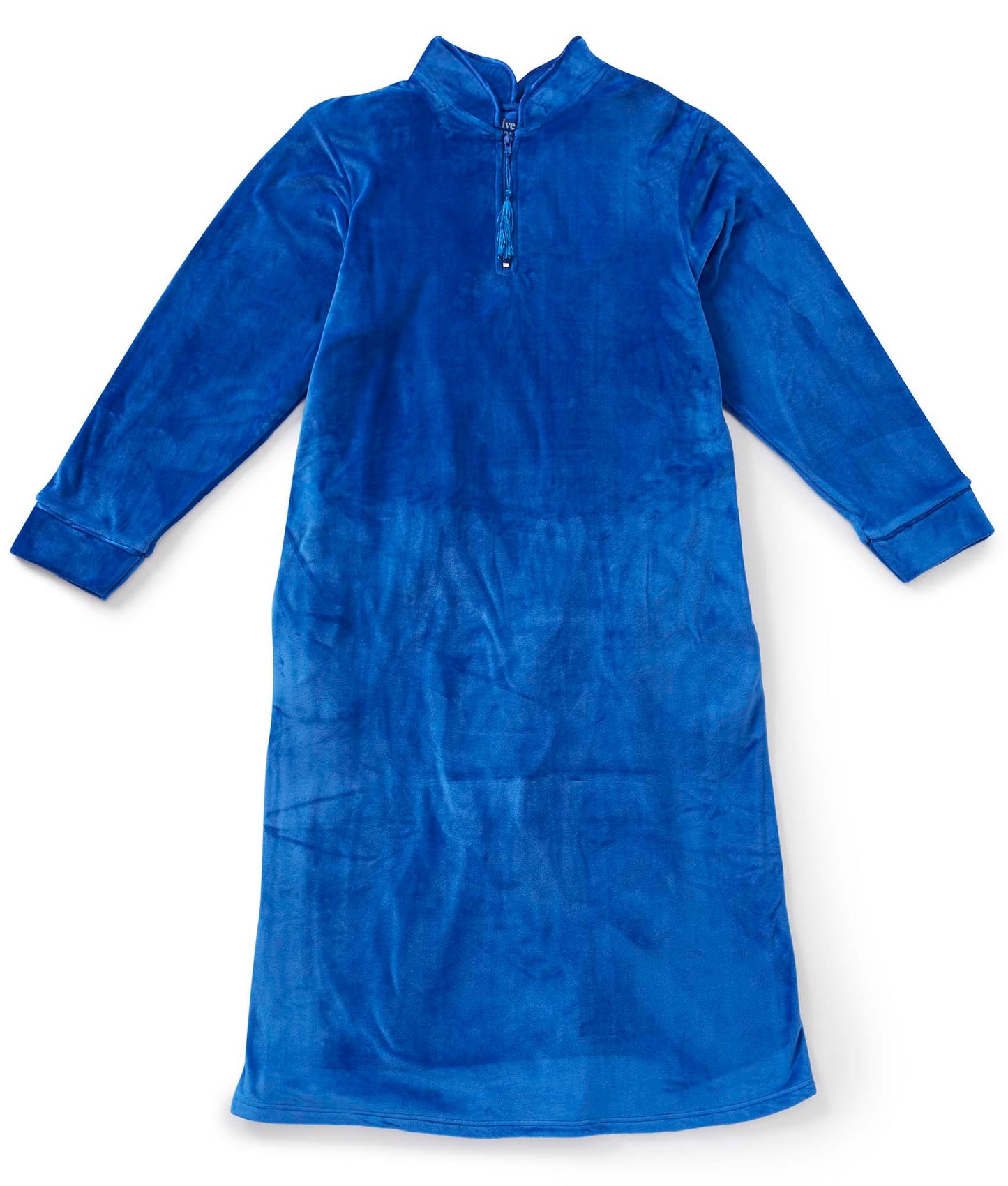 Women's Open Back Plush Nightgown with Zip Front