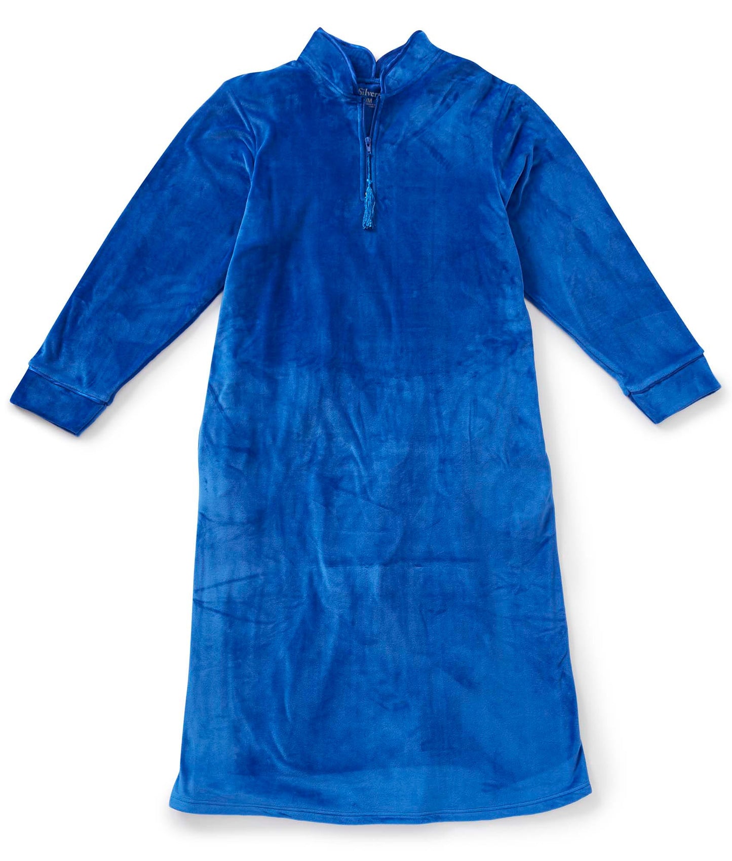 Women's Open Back Plush Nightgown with Zip Front