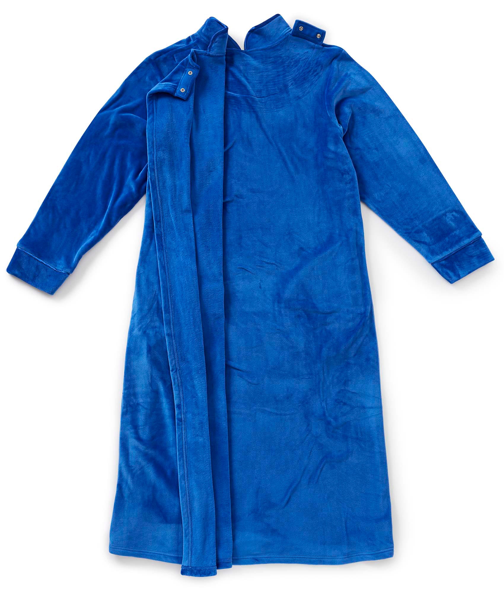 Women's Open Back Plush Nightgown with Zip Front