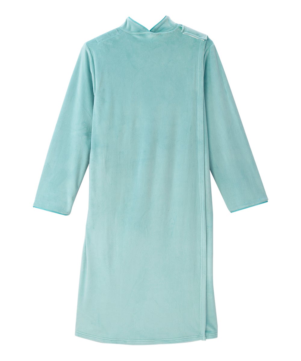 Women's Open Back Plush Nightgown with Zip Front