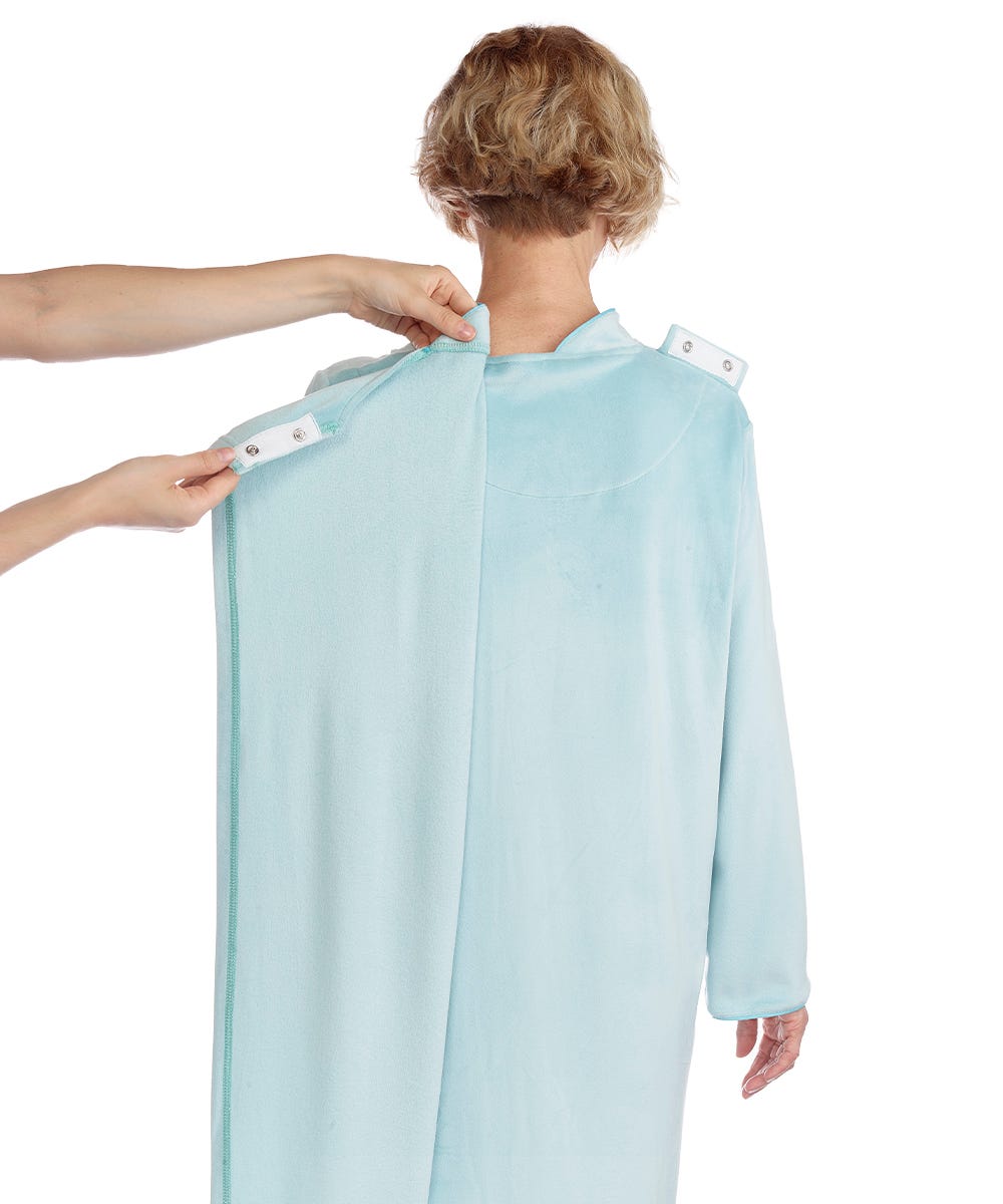 Women's Open Back Plush Nightgown with Zip Front