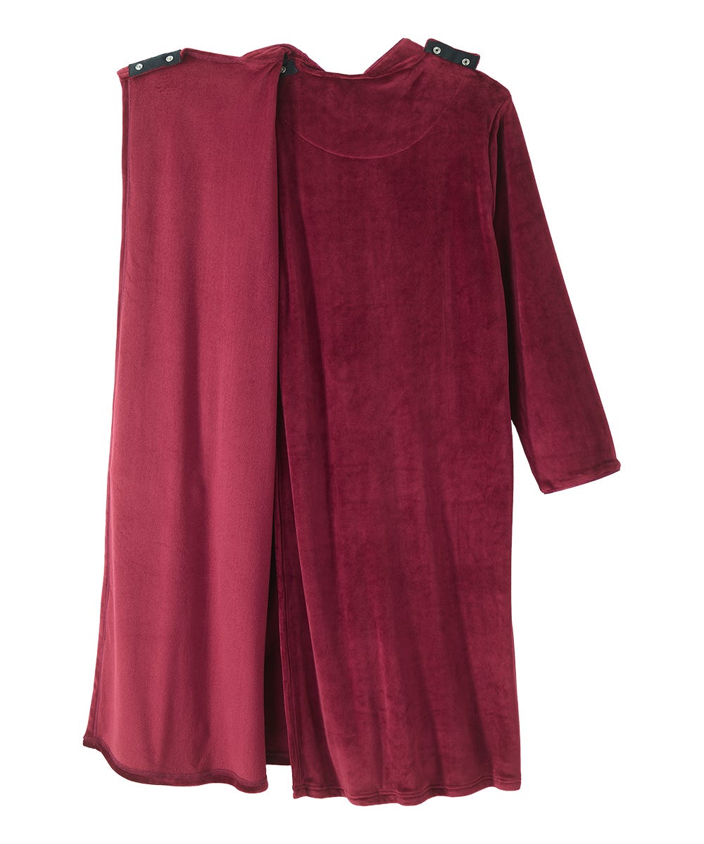 Women's Open Back Plush Nightgown with Zip Front
