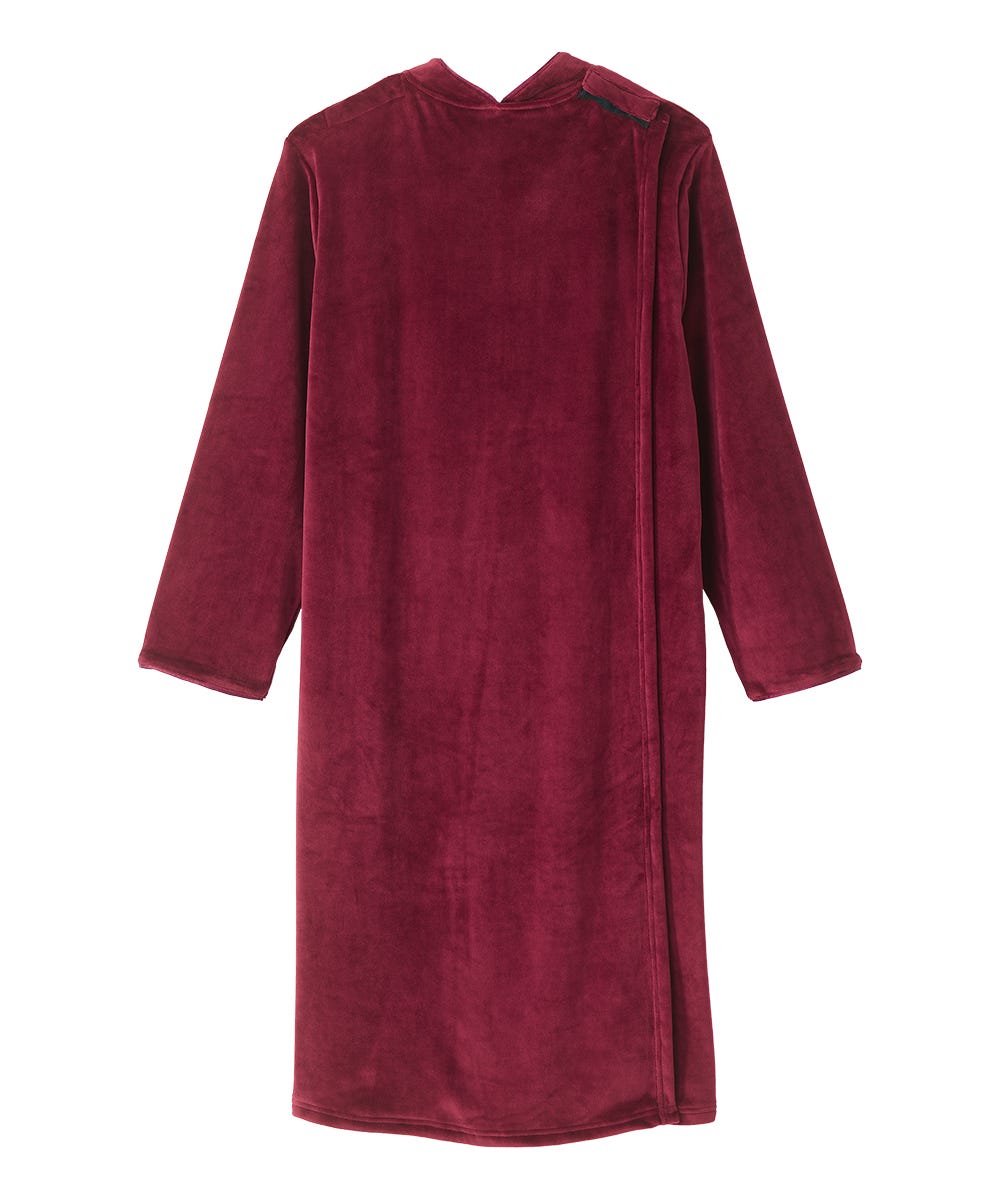 Women's Open Back Plush Nightgown with Zip Front
