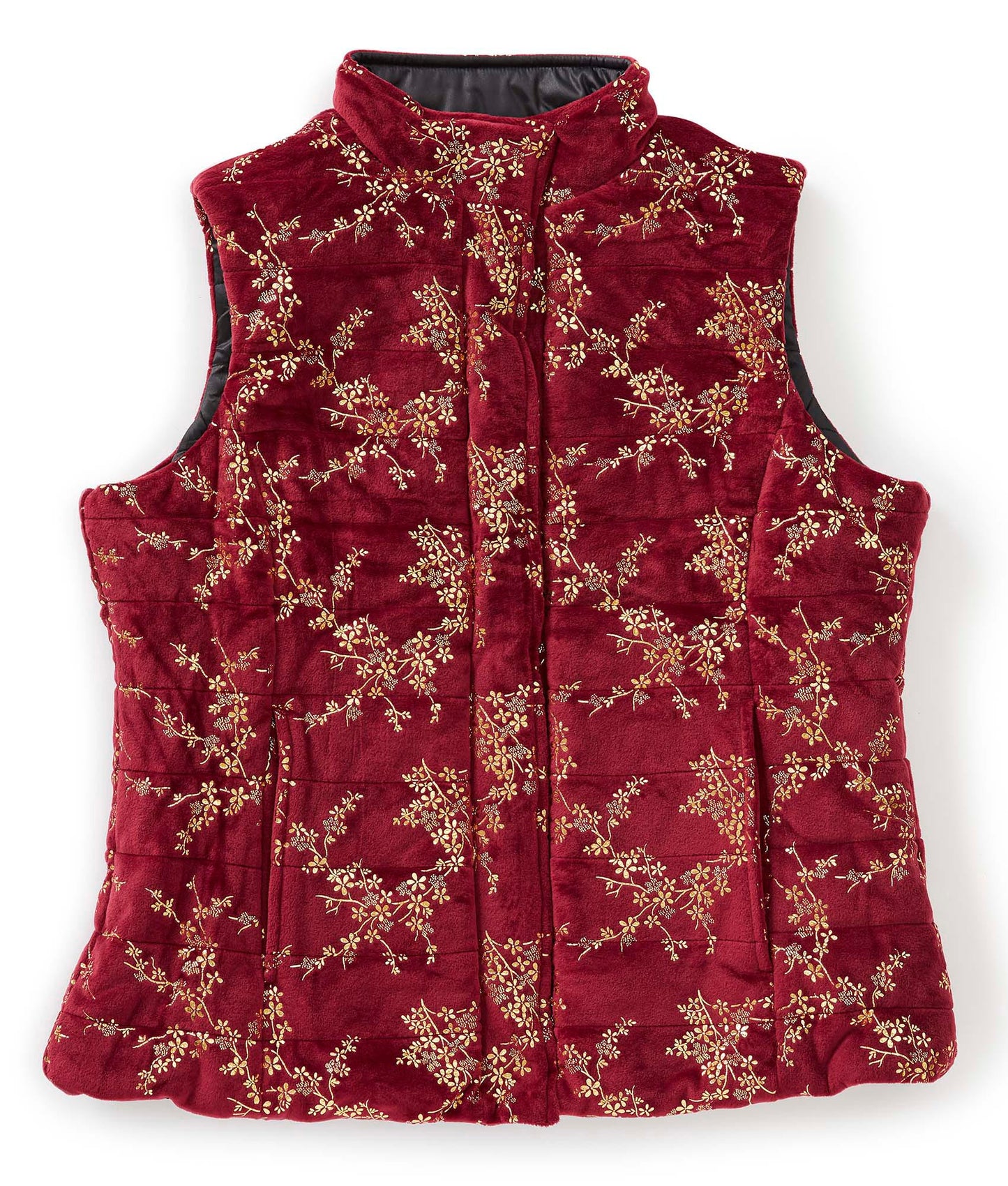 Women's Reversible Magnetic Snap Front Puffer Vest - Clearance