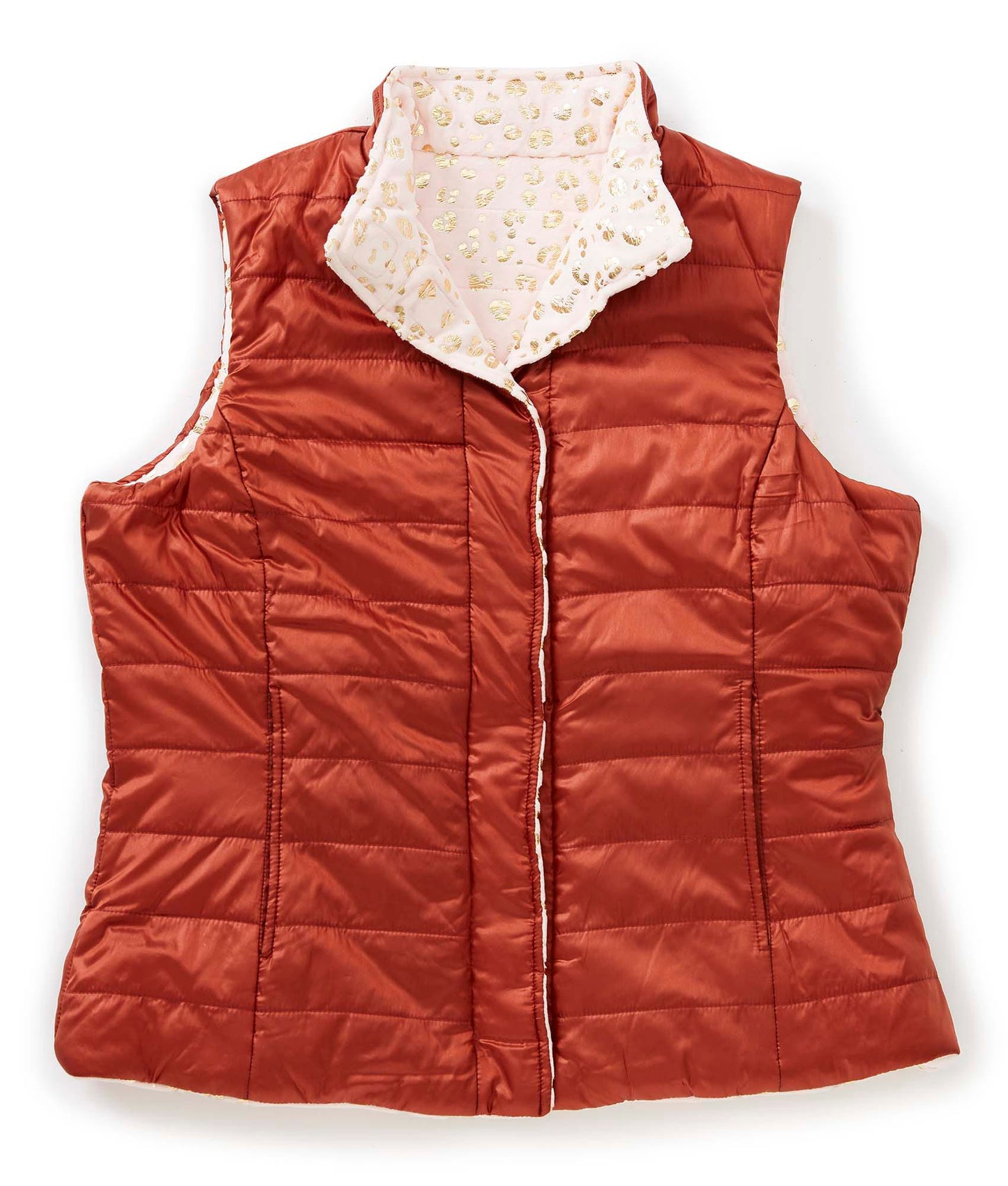 Women's Reversible Magnetic Snap Front Puffer Vest - Clearance